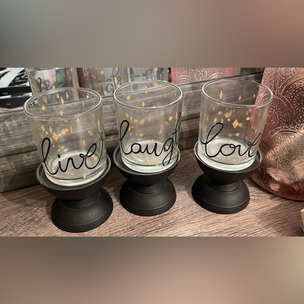 Live laugh love candle holder